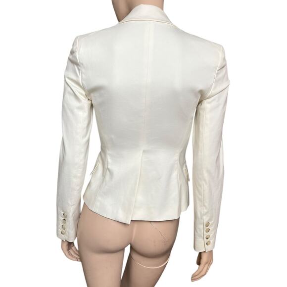 Theory Ivory Two Buttons Blazer Size 2 Cotton Blend Stretchy Fabric Made in USA - Picture 5 of 9